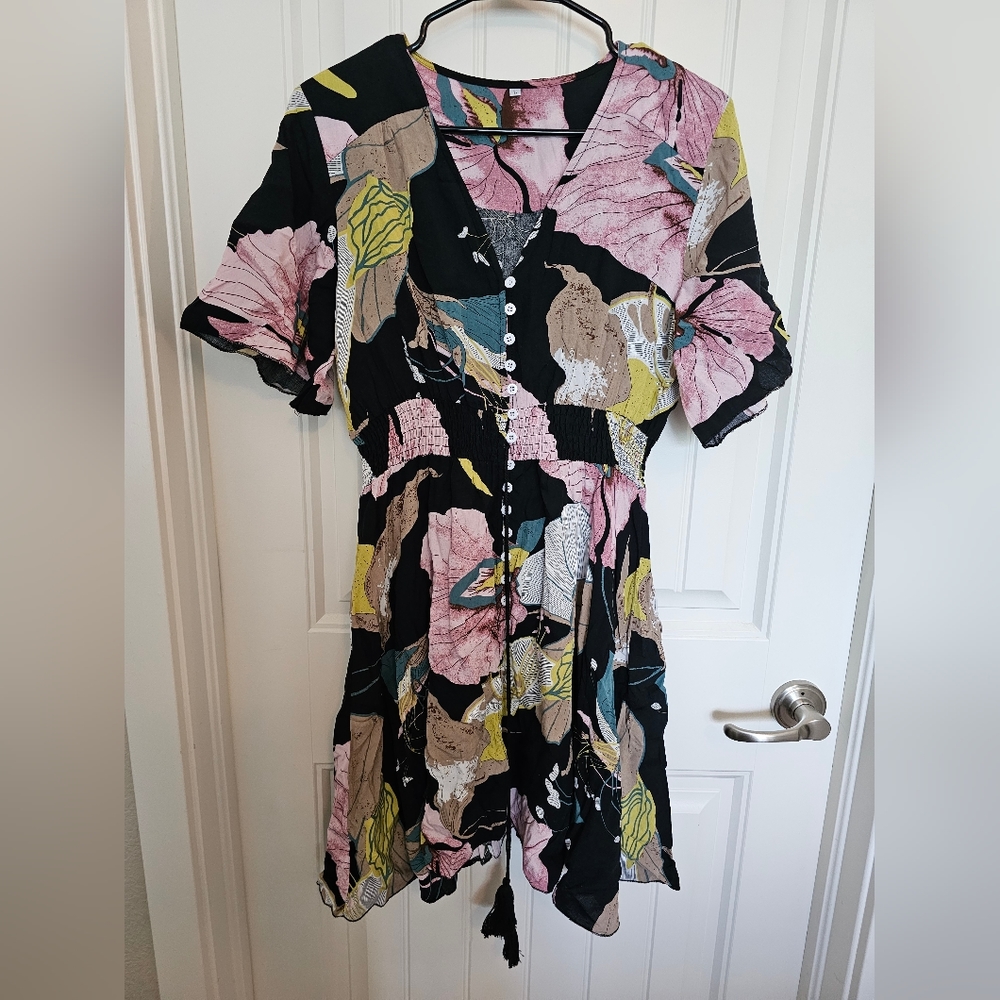 Boho dress with flutter sleeves
